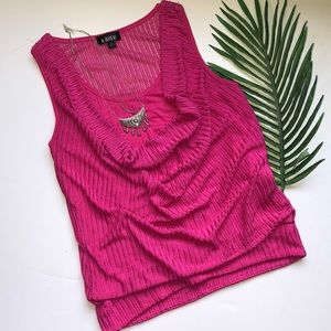 A. Byer Pink Mesh cowled neck Tank & Cami